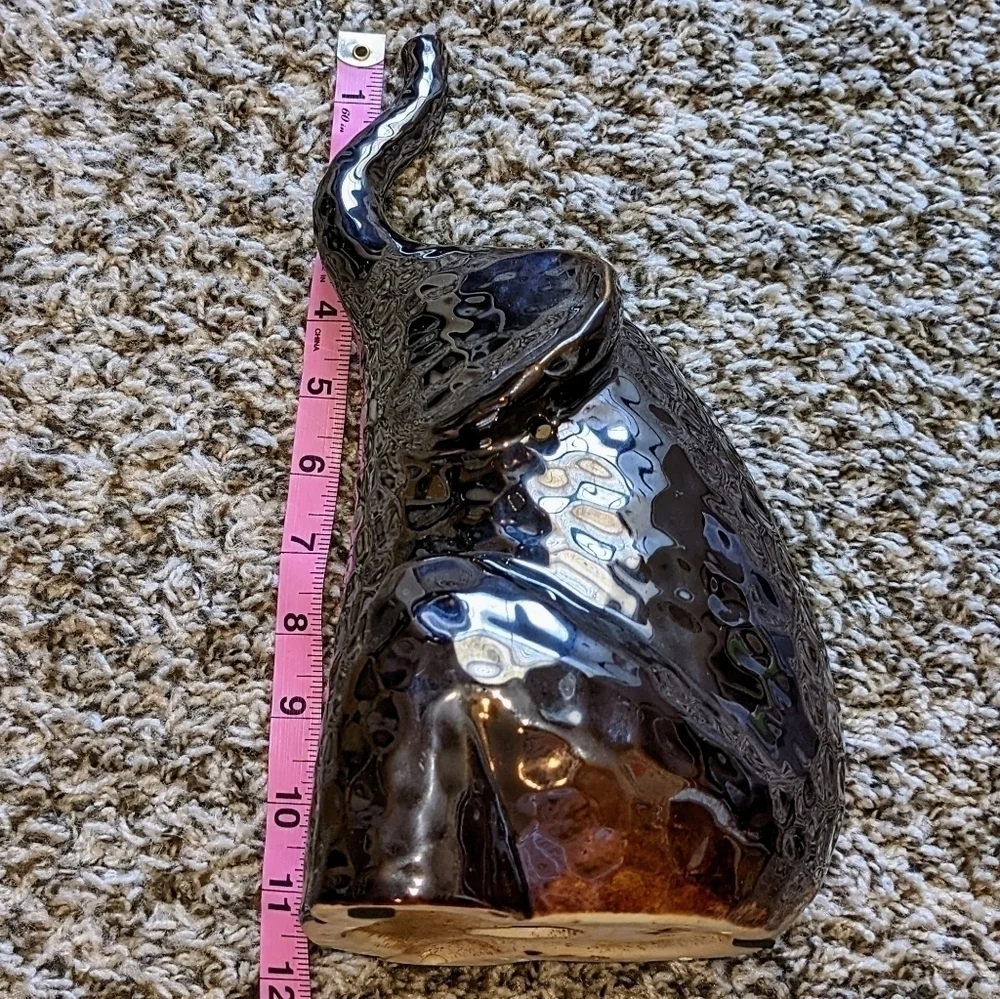 Elephant Statue Hammered Gunmetal ~1' Tall